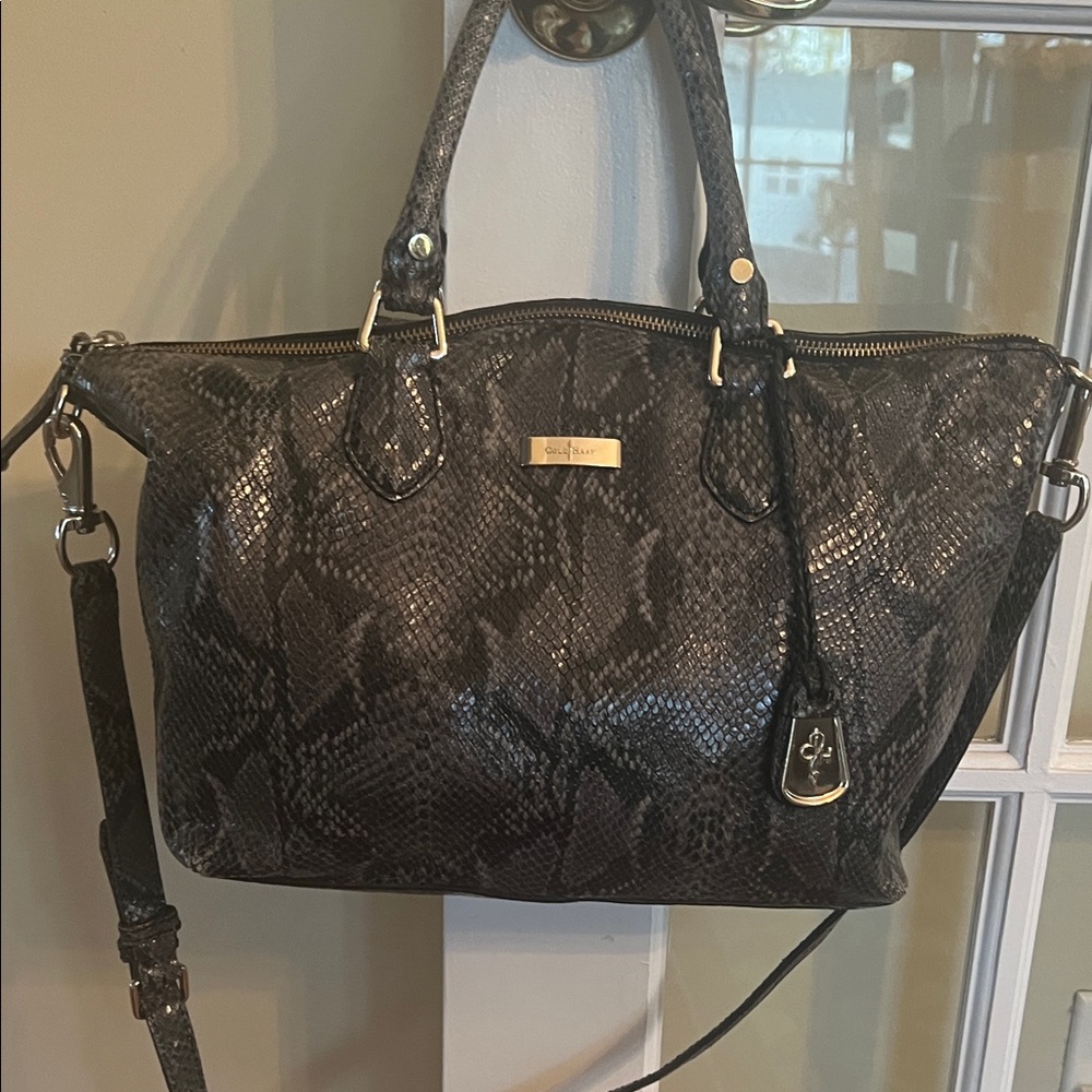 Cole Haan Black Snake Print Shoulder Bag